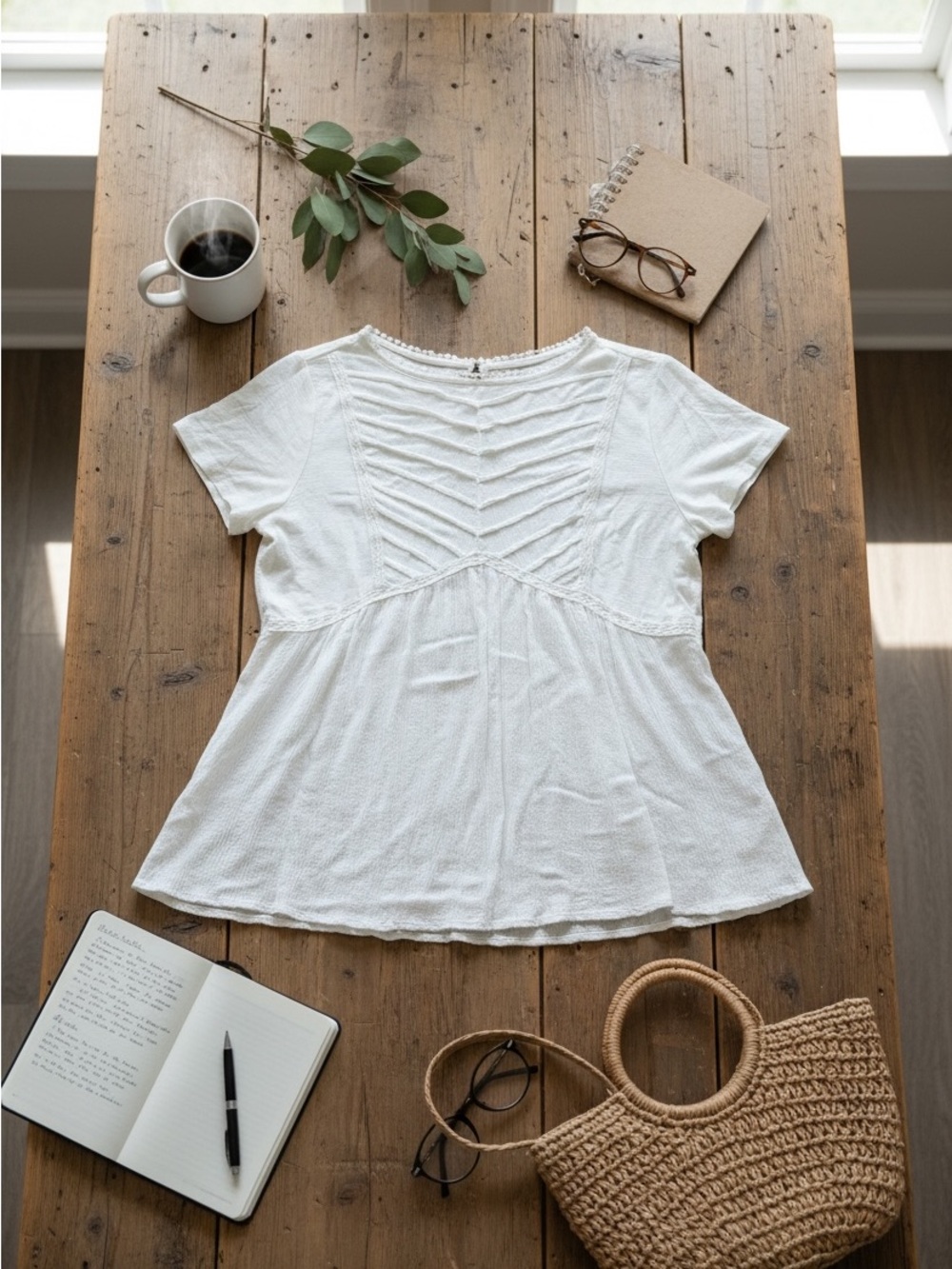 Knox Rose White Short-Sleeve Textured Peplum Top